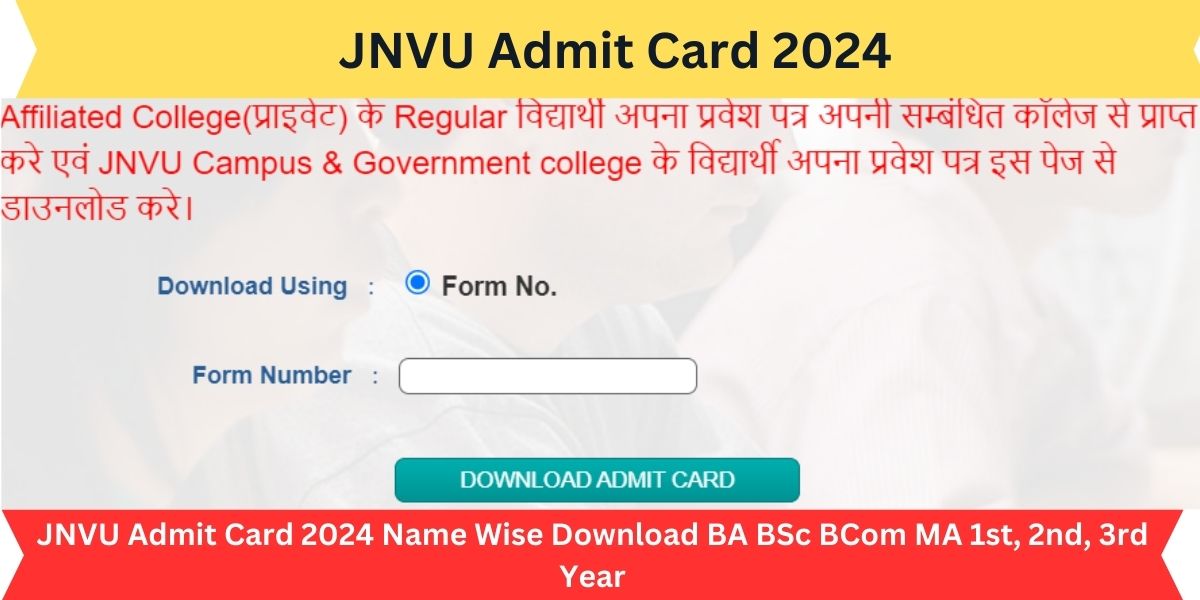 JNVU Admit Card 2024 Name Wise Download BA BSc BCom MA 1st, 2nd, 3rd Year