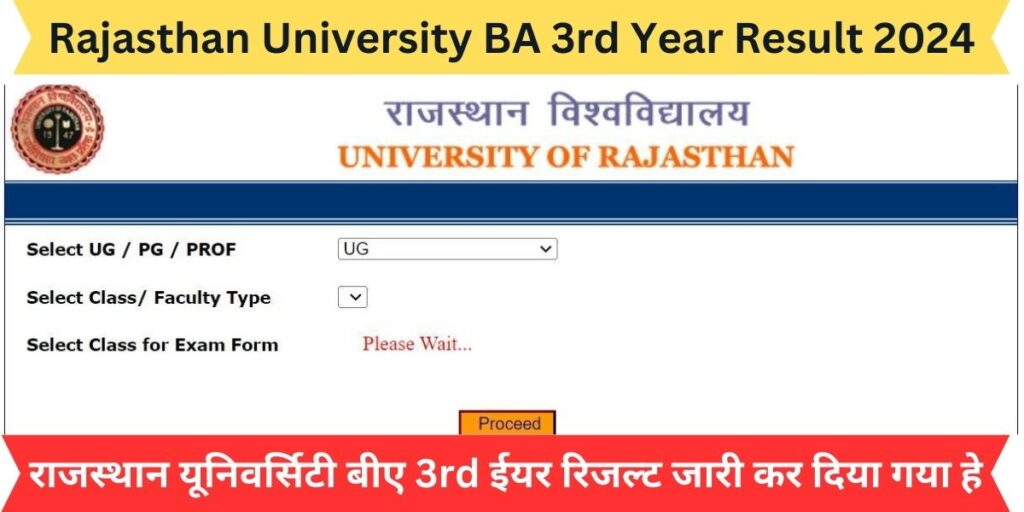 Rajasthan University BA 3rd Year Result 2024