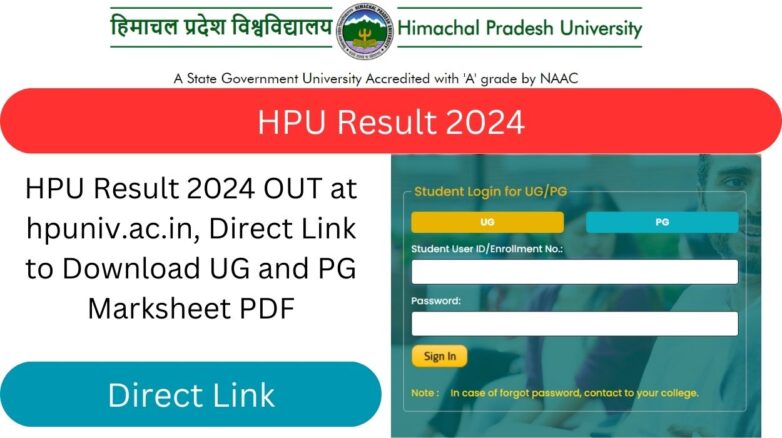 HPU Result 2024 OUT at hpuniv.ac.in, Direct Link to Download UG and PG Marksheet PDF