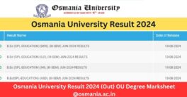 Osmania University Result 2024  (Out) OU Degree Marksheet @osmania.ac.in